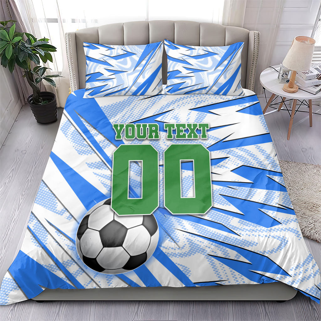 Personalized Uzbekistan Soccer Bedding Set White Wolves Football Halftone Pattern