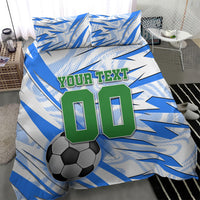 Personalized Uzbekistan Soccer Bedding Set White Wolves Football Halftone Pattern