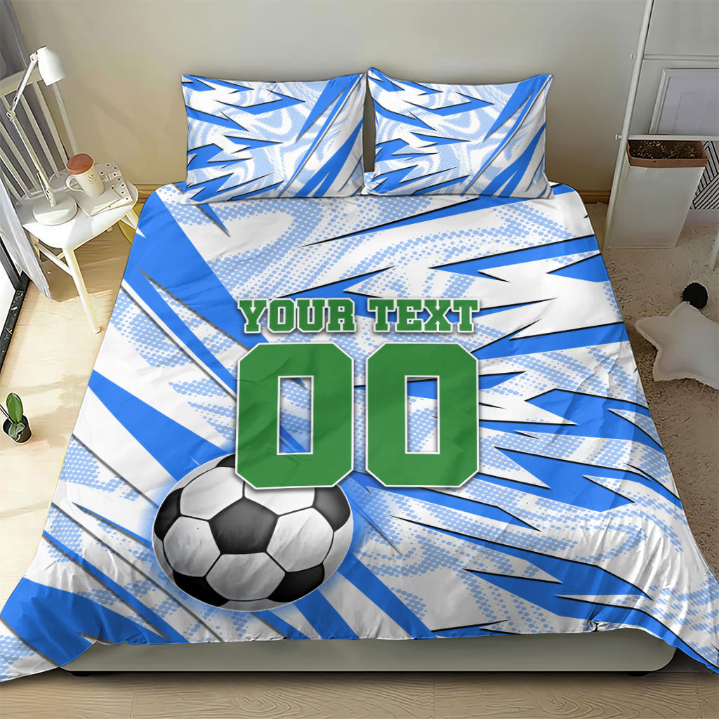 Personalized Uzbekistan Soccer Bedding Set White Wolves Football Halftone Pattern