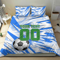 Personalized Uzbekistan Soccer Bedding Set White Wolves Football Halftone Pattern