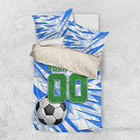 Personalized Uzbekistan Soccer Bedding Set White Wolves Football Halftone Pattern