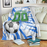 Personalized Uzbekistan Soccer Blanket White Wolves Football Halftone Pattern