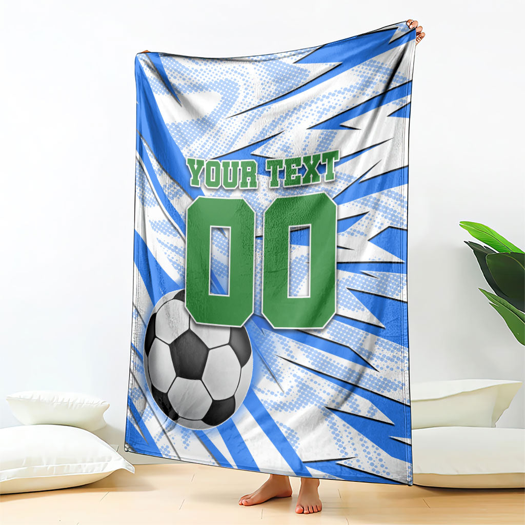 Personalized Uzbekistan Soccer Blanket White Wolves Football Halftone Pattern