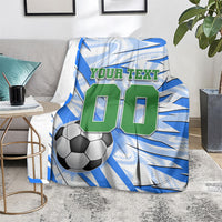 Personalized Uzbekistan Soccer Blanket White Wolves Football Halftone Pattern