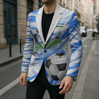 Personalized Uzbekistan Soccer Blazer White Wolves Football Halftone Pattern