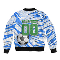 Personalized Uzbekistan Soccer Bomber Jacket White Wolves Football Halftone Pattern