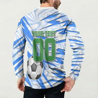 Personalized Uzbekistan Soccer Button Sweatshirt White Wolves Football Halftone Pattern