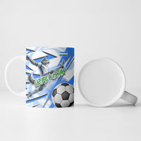 Personalized Uzbekistan Soccer Ceramic Mug White Wolves Football Halftone Pattern