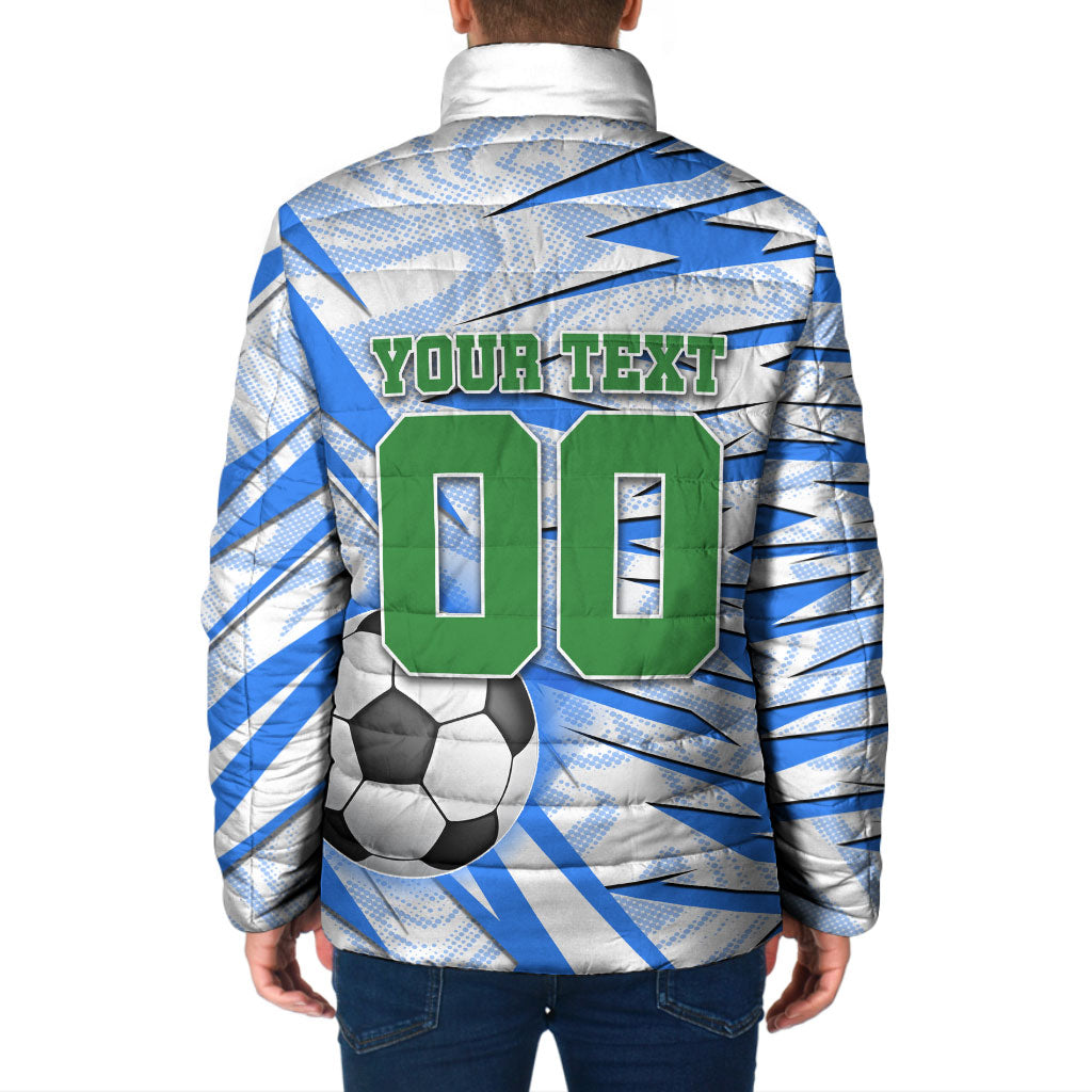 Personalized Uzbekistan Soccer Padded Jacket White Wolves Football Halftone Pattern