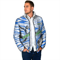 Personalized Uzbekistan Soccer Padded Jacket White Wolves Football Halftone Pattern