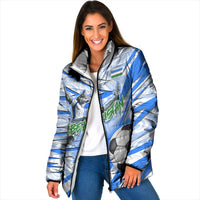 Personalized Uzbekistan Soccer Padded Jacket White Wolves Football Halftone Pattern