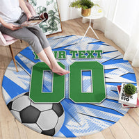 Personalized Uzbekistan Soccer Round Carpet White Wolves Football Halftone Pattern
