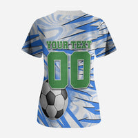 Personalized Uzbekistan Soccer Scrub Top White Wolves Football Halftone Pattern