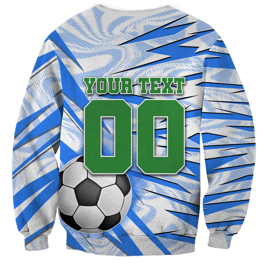 Personalized Uzbekistan Soccer Sweatshirt White Wolves Football Halftone Pattern