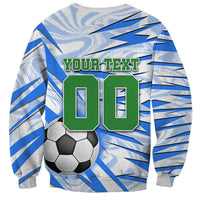 Personalized Uzbekistan Soccer Sweatshirt White Wolves Football Halftone Pattern