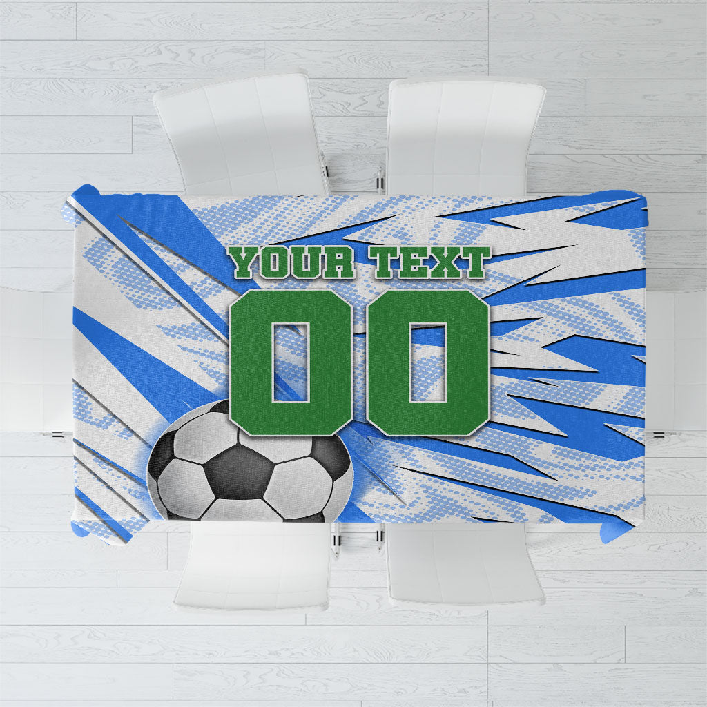 Personalized Uzbekistan Soccer Tablecloth White Wolves Football Halftone Pattern