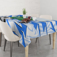 Personalized Uzbekistan Soccer Tablecloth White Wolves Football Halftone Pattern