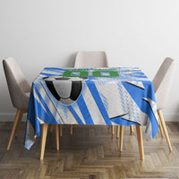 Personalized Uzbekistan Soccer Tablecloth White Wolves Football Halftone Pattern