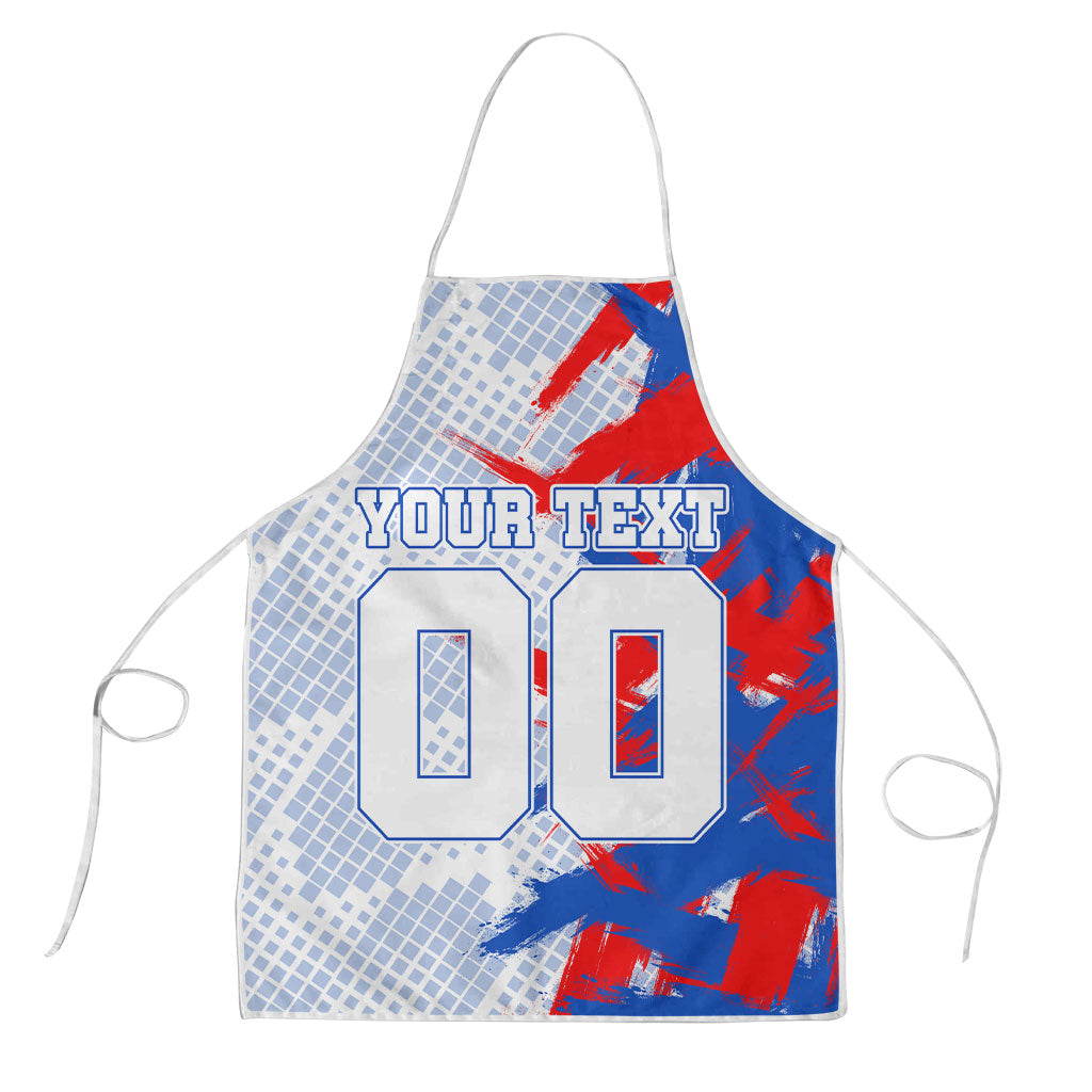 Personalized England Football Apron Fierce Lion Mascot Abstract Brush Stroke
