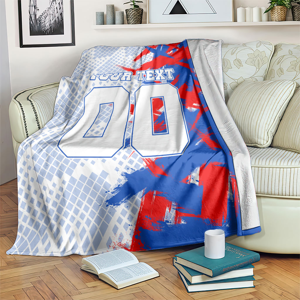 Personalized England Football Blanket Fierce Lion Mascot Abstract Brush Stroke