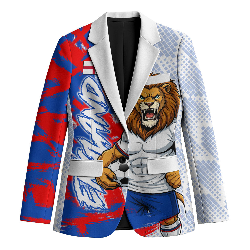 Personalized England Football Blazer Fierce Lion Mascot Abstract Brush Stroke