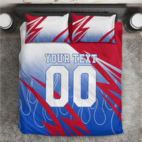 Personalized England Football Bedding Set Dynamic Lion Athlete Red Blue Flame