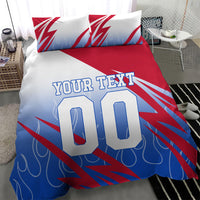 Personalized England Football Bedding Set Dynamic Lion Athlete Red Blue Flame