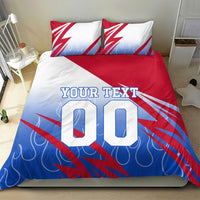 Personalized England Football Bedding Set Dynamic Lion Athlete Red Blue Flame