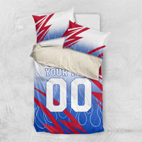 Personalized England Football Bedding Set Dynamic Lion Athlete Red Blue Flame