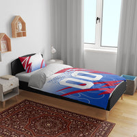Personalized England Football Bedding Set Dynamic Lion Athlete Red Blue Flame