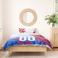 Personalized England Football Bedding Set Dynamic Lion Athlete Red Blue Flame