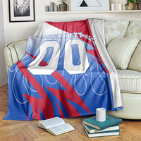 Personalized England Football Blanket Dynamic Lion Athlete Red Blue Flame