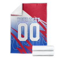 Personalized England Football Blanket Dynamic Lion Athlete Red Blue Flame
