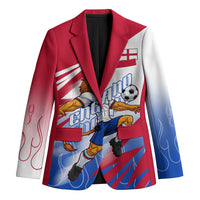 Personalized England Football Blazer Dynamic Lion Athlete Red Blue Flame