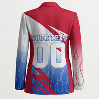 Personalized England Football Blazer Dynamic Lion Athlete Red Blue Flame