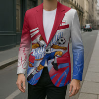 Personalized England Football Blazer Dynamic Lion Athlete Red Blue Flame