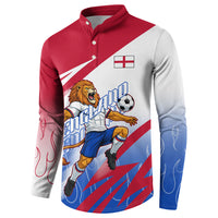 Personalized England Football Button Sweatshirt Dynamic Lion Athlete Red Blue Flame