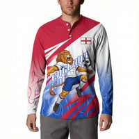 Personalized England Football Button Sweatshirt Dynamic Lion Athlete Red Blue Flame