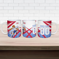 Personalized England Football Ceramic Mug Dynamic Lion Athlete Red Blue Flame