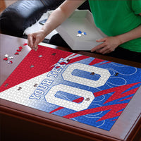 Personalized England Football Puzzle Dynamic Lion Athlete Red Blue Flame