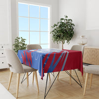 Personalized England Football Tablecloth Dynamic Lion Athlete Red Blue Flame