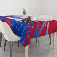 Personalized England Football Tablecloth Dynamic Lion Athlete Red Blue Flame