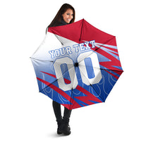 Personalized England Football Umbrella Dynamic Lion Athlete Red Blue Flame