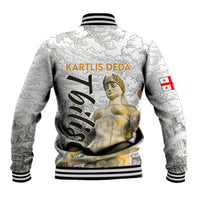 Georgia Tbilisi Clock Tower Baseball Jacket Kartlis Deda Vintage Sketch Style