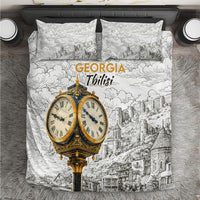 Georgia Tbilisi Clock Tower Bedding Set Kartlis Deda Vintage Sketch Style
