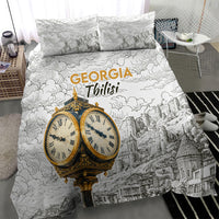 Georgia Tbilisi Clock Tower Bedding Set Kartlis Deda Vintage Sketch Style