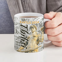 Georgia Tbilisi Clock Tower Ceramic Mug Kartlis Deda Vintage Sketch Style