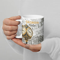 Georgia Tbilisi Clock Tower Ceramic Mug Kartlis Deda Vintage Sketch Style