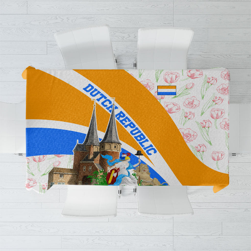 Dutch Republic Netherlands Tablecloth Patriotism Vintage Heraldic Crest Floral Tulip