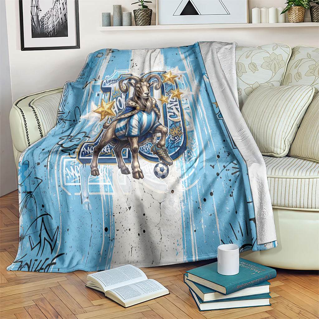 El Diez Argentina GOAT 10 Football Blanket Goat Mascot King Crown Graffiti Art